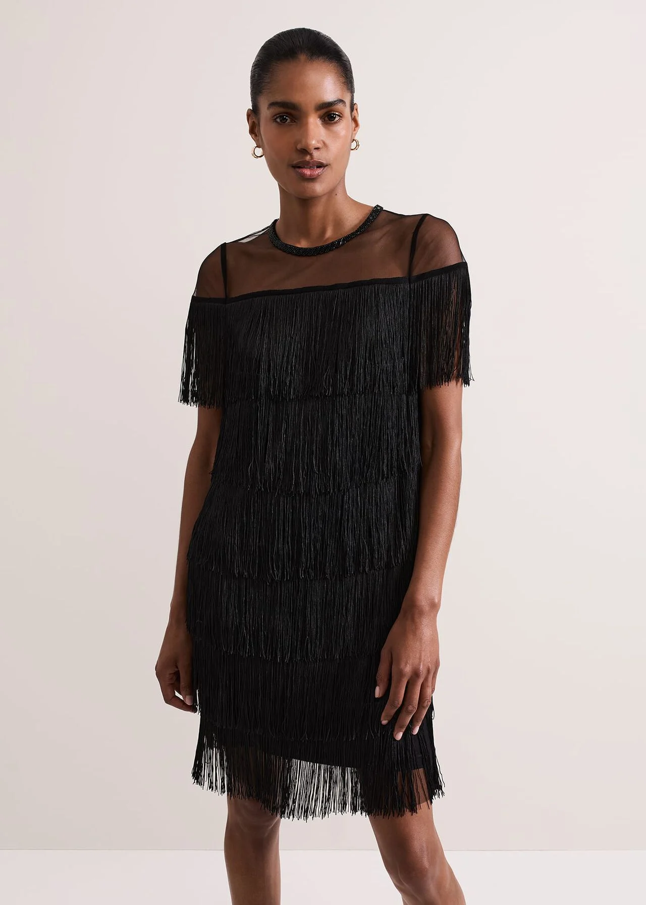 Viola Black Fringe Mini Dress £139