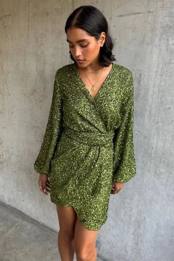 Never Fully Dressed Olive Sequin Mini Vienna