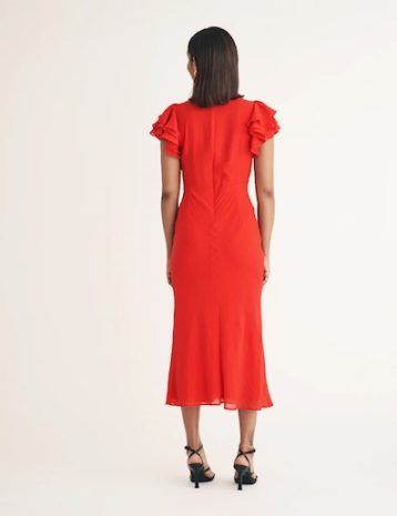 Nobody's Child Red Frill Sleeve Layla Midi Dress