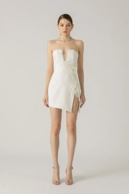 Sau Lee Fleur Mini Bridal Dress White