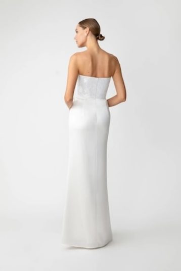 Sau Lee Esther Strapless Bow Pencil Maxi Gown White