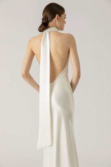 Say Lee Penelope Backless Satin Gown White