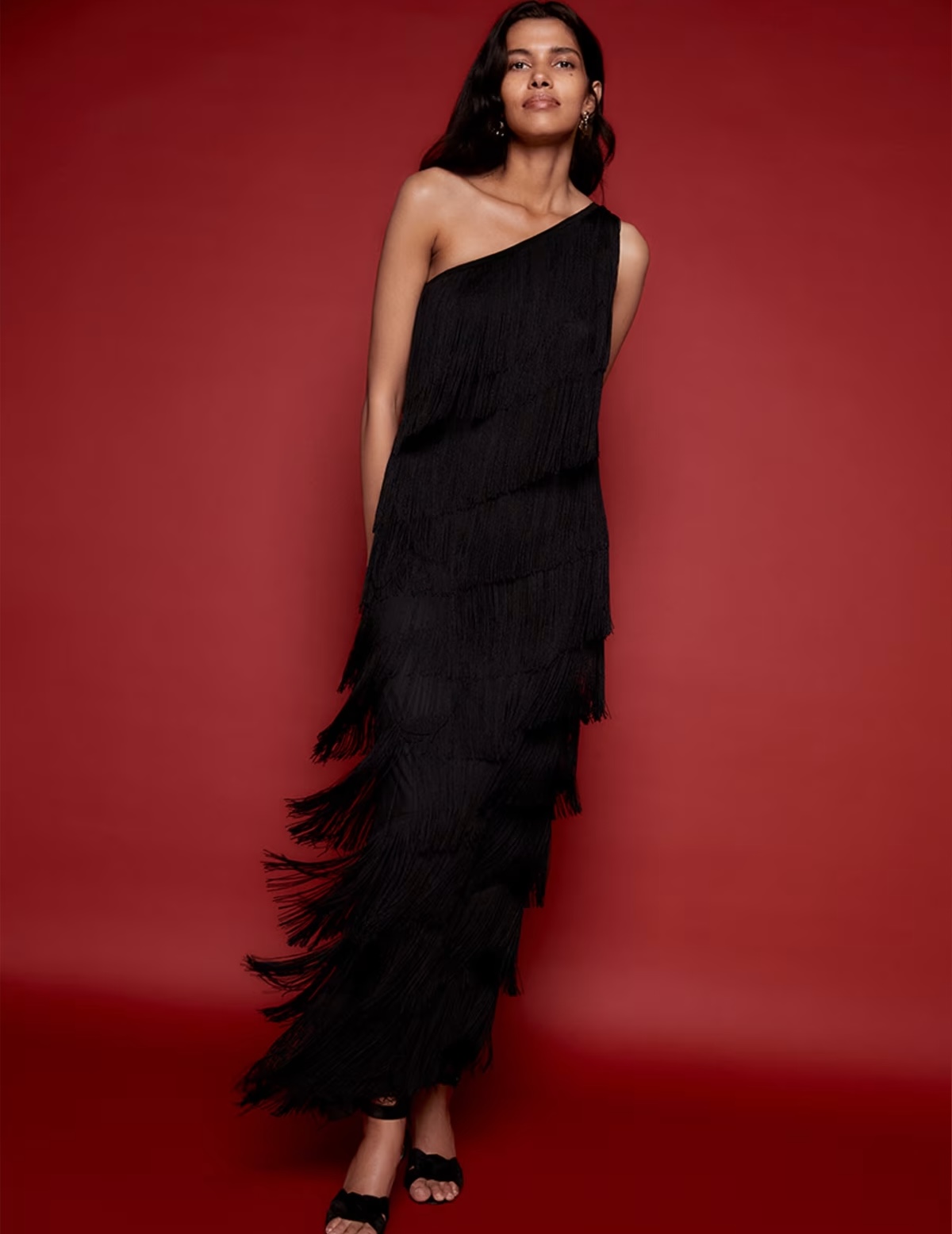 Otto One Shoulder Fringe Maxi Dress, £189