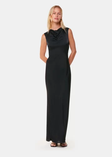 Whistles Cowl Neck Satin Maxi Dress Black