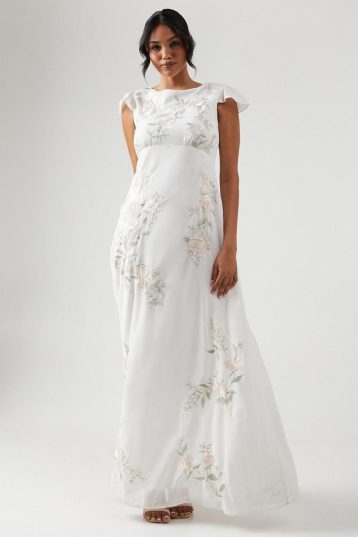 Coast Rose Embroidered Bridesmaid Maxi Dress Ivory