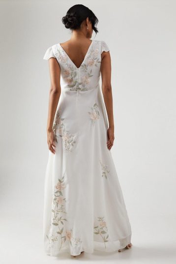 Coast Rose Embroidered Bridesmaid Maxi Dress Ivory