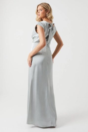 Coast Wrap Top Cap Sleeve Satin Bridesmaids Dress Sage