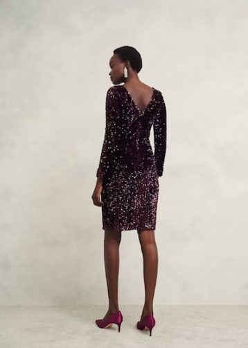 Hobbs Sawyer Sequin Dress Warm Plum