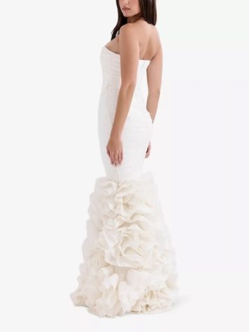 HOUSE OF CB Gabrielle ruffle-hem strapless woven bridal gown