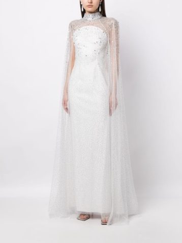 Jenny Packham Ingrid crystal-embellished gown dress Ivory