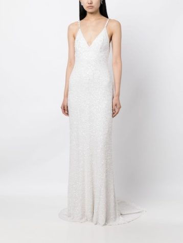 Jenny Packham Nora sequin-embellished gown White