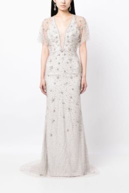 Jenny Packham Sofie crystal-embellished gown Ivory