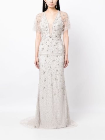 Jenny Packham Sofie crystal-embellished gown Ivory