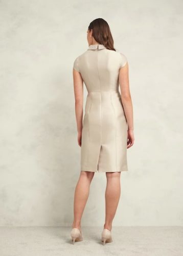 Hobbs Katherine Wool Silk Dress Oyster