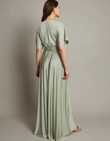 Monsoon Jillian drape bridesmaids dress green sage