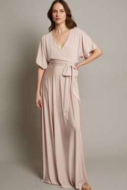 Monsoon Jillian drape bridesmaids dress pink blush