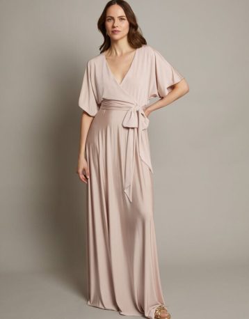 Monsoon Jillian drape bridesmaids dress pink blush