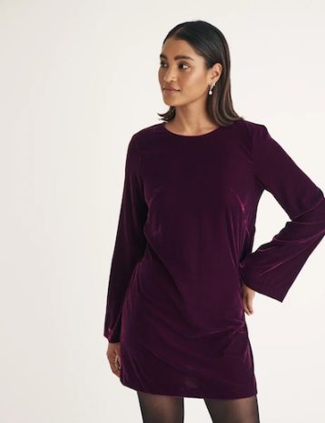 Nobody's Child Purple Velvet Tie Back Jolene Mini Dress