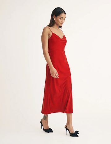 Nobody's Child Red Velvet Trixie Midi Dress