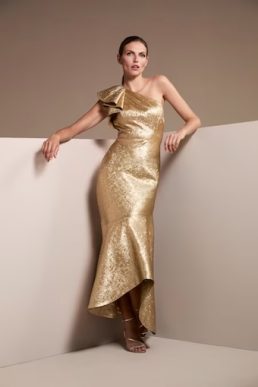 Phase Eight Deniz One Shoulder Jacquard Maxi Dress Gold