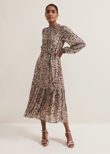 Phase Eight Eve Leopard Print Shimmer Midi Dress Multi