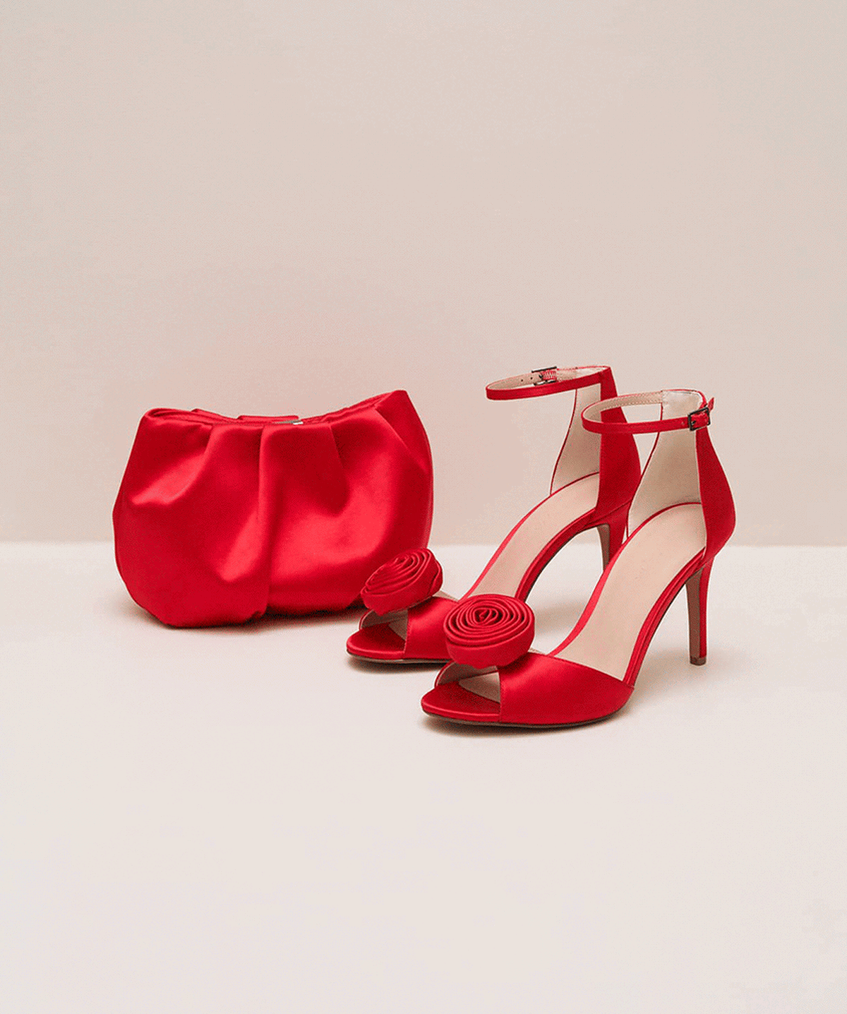 Red Satin Corsage Flower Sandal