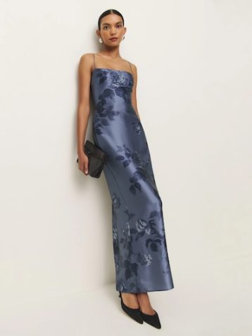 Reformation Frankie Silk Dress Trieste Border