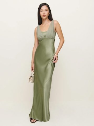 Reformation Lune Maxi Dress Artichoke green