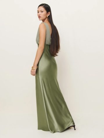 Reformation Lune Maxi Dress Artichoke green