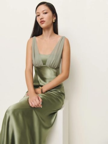 Reformation Lune Maxi Dress Artichoke green