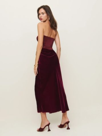 Reformation Minara Velvet Dress Chianti