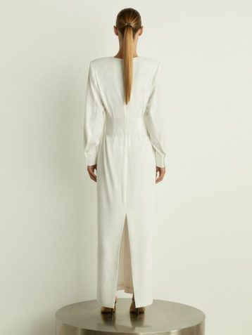 Reiss Hattie Plunge-Neck Crepe Maxi Dress White