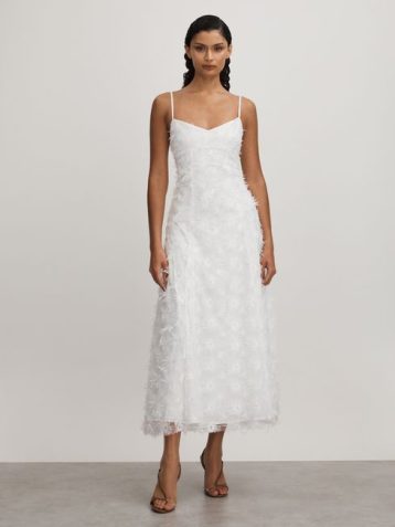 Reiss Stella Anna Quan Applique Drop Waist Maxi Dress White