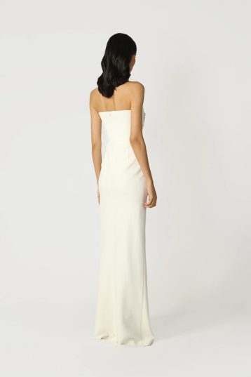 Sau Lee Flora Plunging floral lace Strapless Gown White