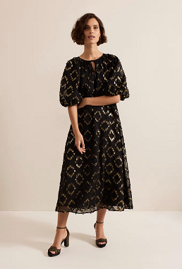 Phase Eight Bella Black Textured Midi Dress