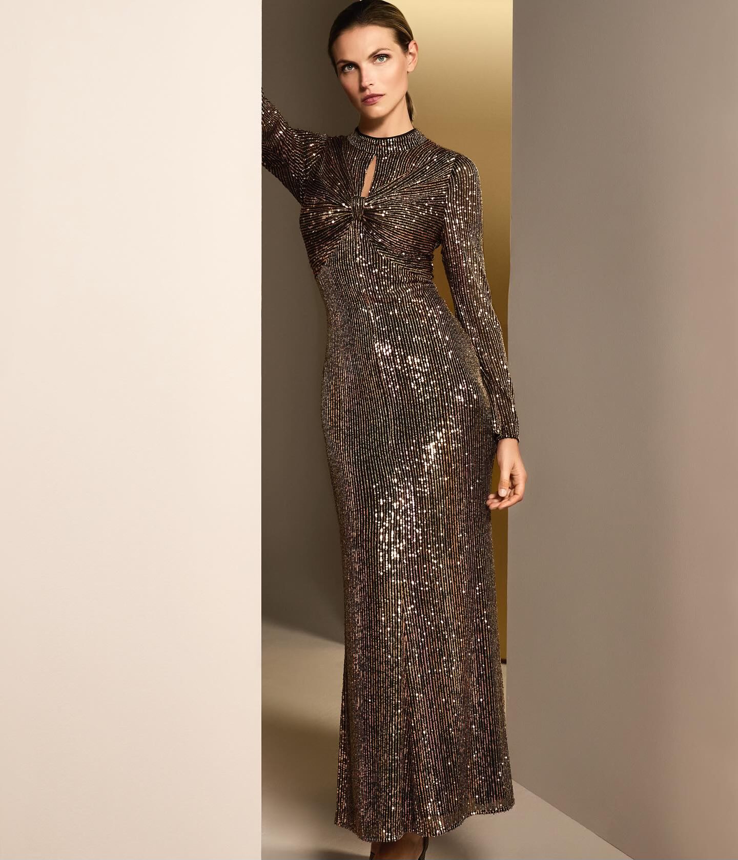 Renila Sequin Long Sleeved Maxi Dress, £249