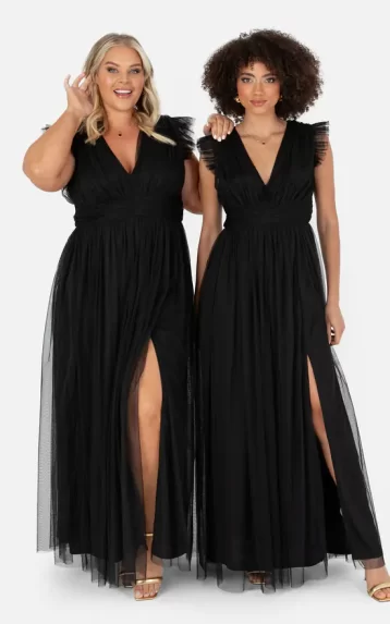 Anaya Deep v-neck bridesmaid maxi dress in black