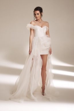 Ana Radu Asymetric Ruffled Wedding Gown Ivory