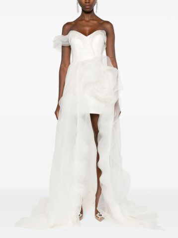 Ana Radu Asymetric Ruffled Wedding Gown Ivory