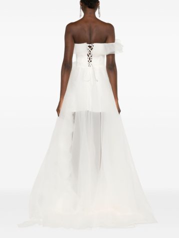 Ana Radu Asymetric Ruffled Wedding Gown Ivory