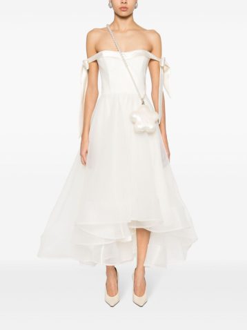 Ana Radu crepe flared midi wedding dress Ivory White