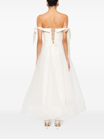 Ana Radu crepe flared midi wedding dress Ivory White