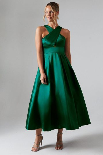 Coast Cross Neck Twill Bridesmaid Dress Green