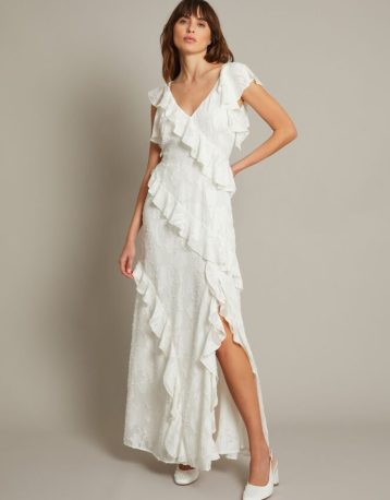 Monsoon Remi v-neck ruffle maxi dress ivory