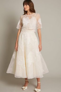 Monsoon Rosie embroidered floral bridal skirt ivory