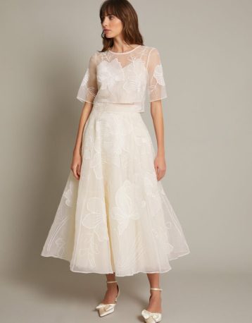 Monsoon Rosie embroidered floral bridal skirt ivory