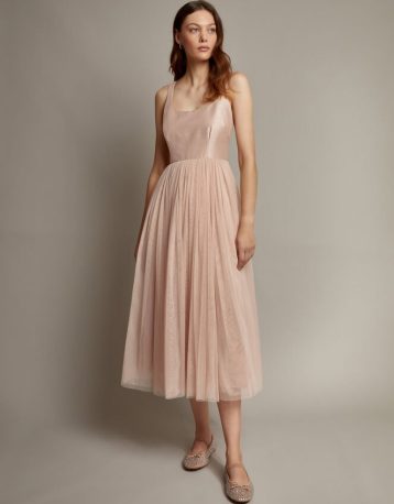 Monsoon Alice sleeveless tulle midi dress light pink