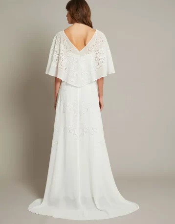 Monsoon Cali embellished cape sleeve bridal dress ivory