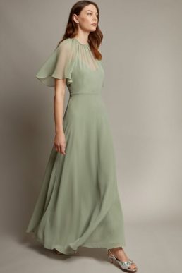 Monsoon Mona angel sleeve maxi dress green