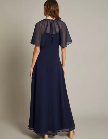 Monsoon Mona angel sleeve maxi dress navy blue